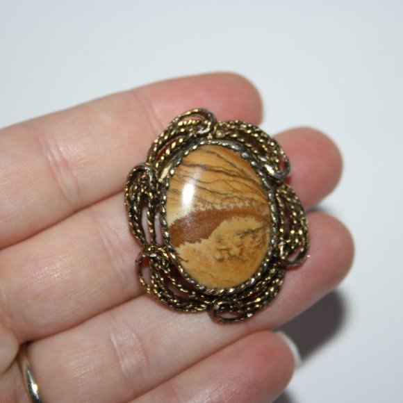 Vintage natural stone brooch - Picture 4 of 4